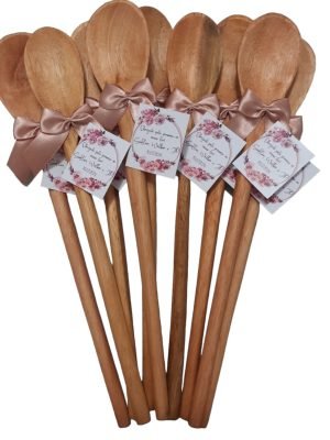 Colher de pau lembrancinha decorativa de Chá de Panela Rosa Chá
